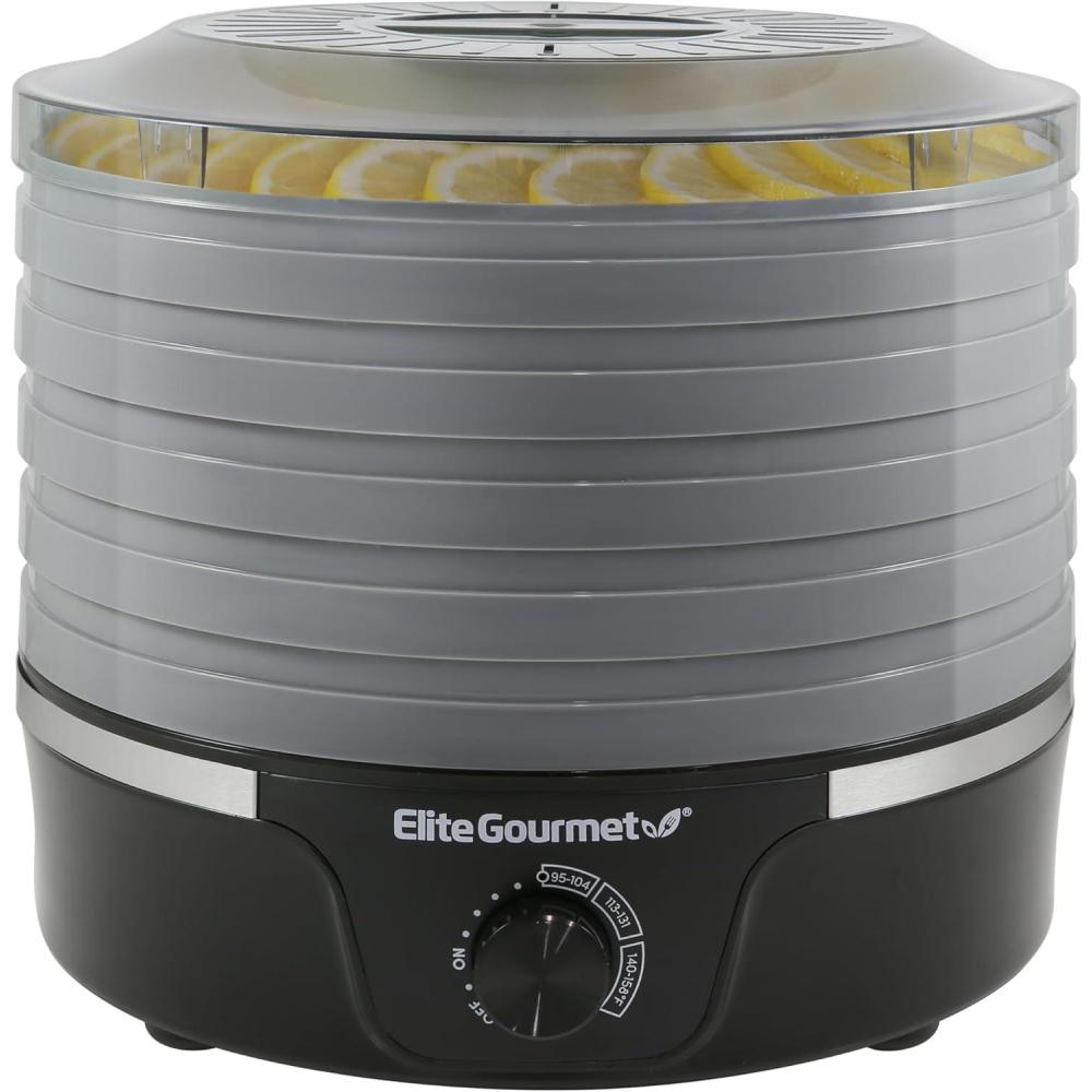 image:imageElite Gourmet EFD319DKG Food Dehydrator 5 BPAFree 114 Trays Adjustable Temperature Controls Jerky Herbs Fruit Veggies Dried Snacks Black and Grey5 Plastic Trays