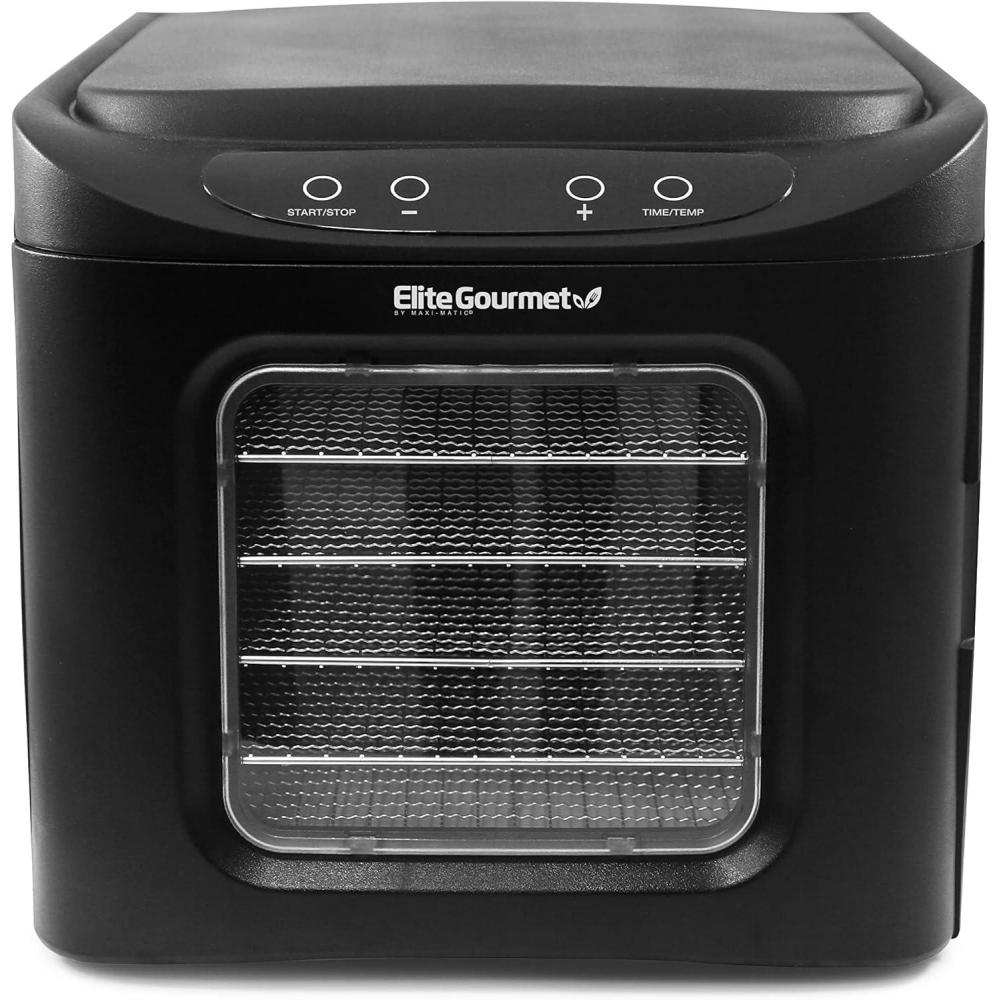 image:imageElite Gourmet EFD319DKG Food Dehydrator 5 BPAFree 114 Trays Adjustable Temperature Controls Jerky Herbs Fruit Veggies Dried Snacks Black and Grey6 Stainless Steel Trays