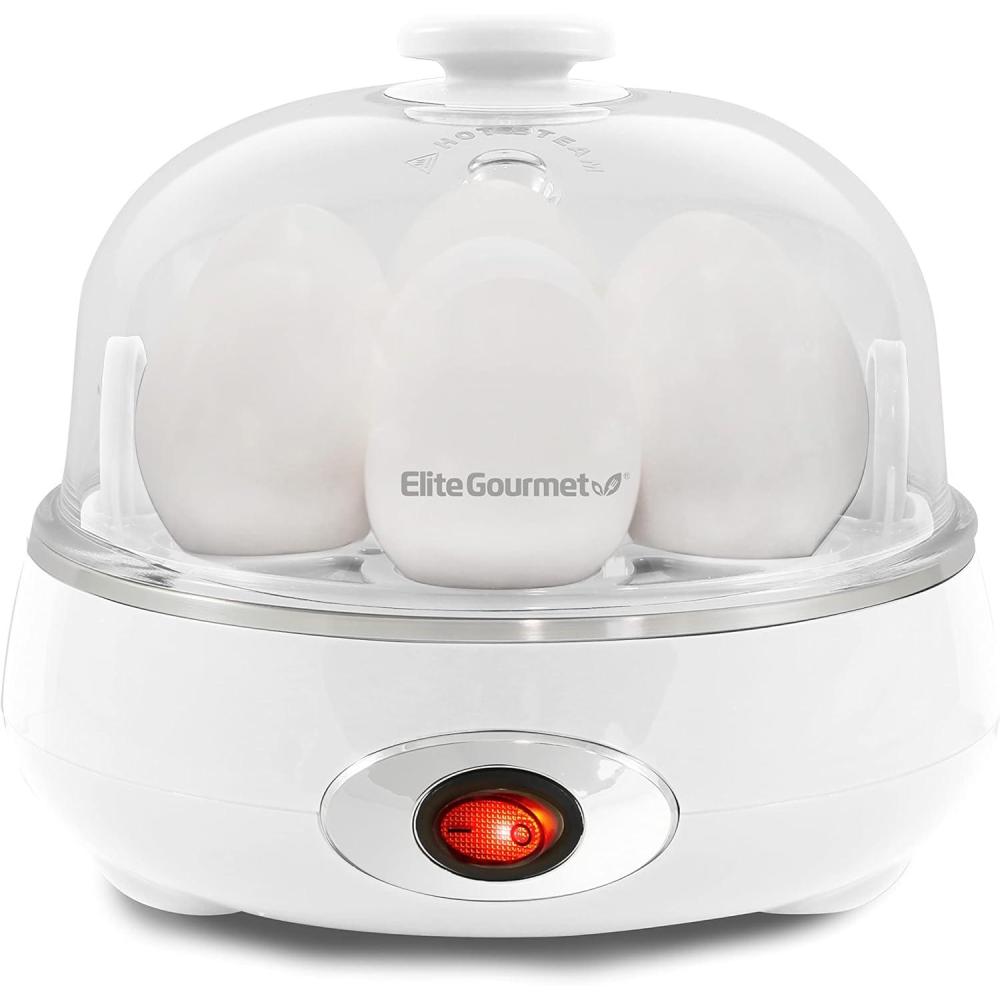 image:imageElite Gourmet EGC007CHC Rapid Egg Cooker 7 EasyToPeel Hard Medium Soft Boiled Eggs Poacher Omelet Maker Auto ShutOff Alarm 16Recipe Booklet Charcoal GreySnow