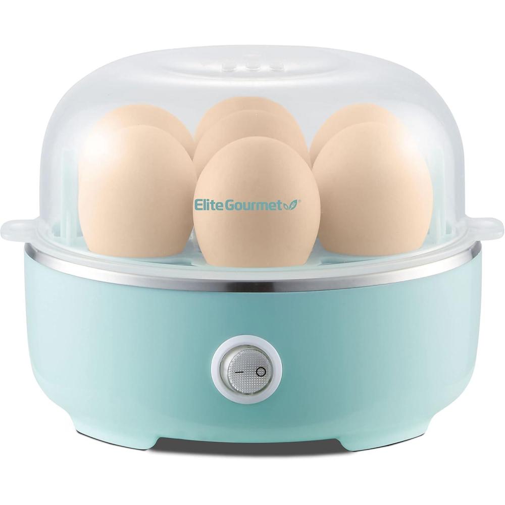 image:imageElite Gourmet EGC115B Easy Egg Cooker Electric 7Egg Capacity Soft Medium HardBoiled Egg Cooker with Auto ShutOff Measuring Cup Included BPA Free Classic BlackRetro Mint