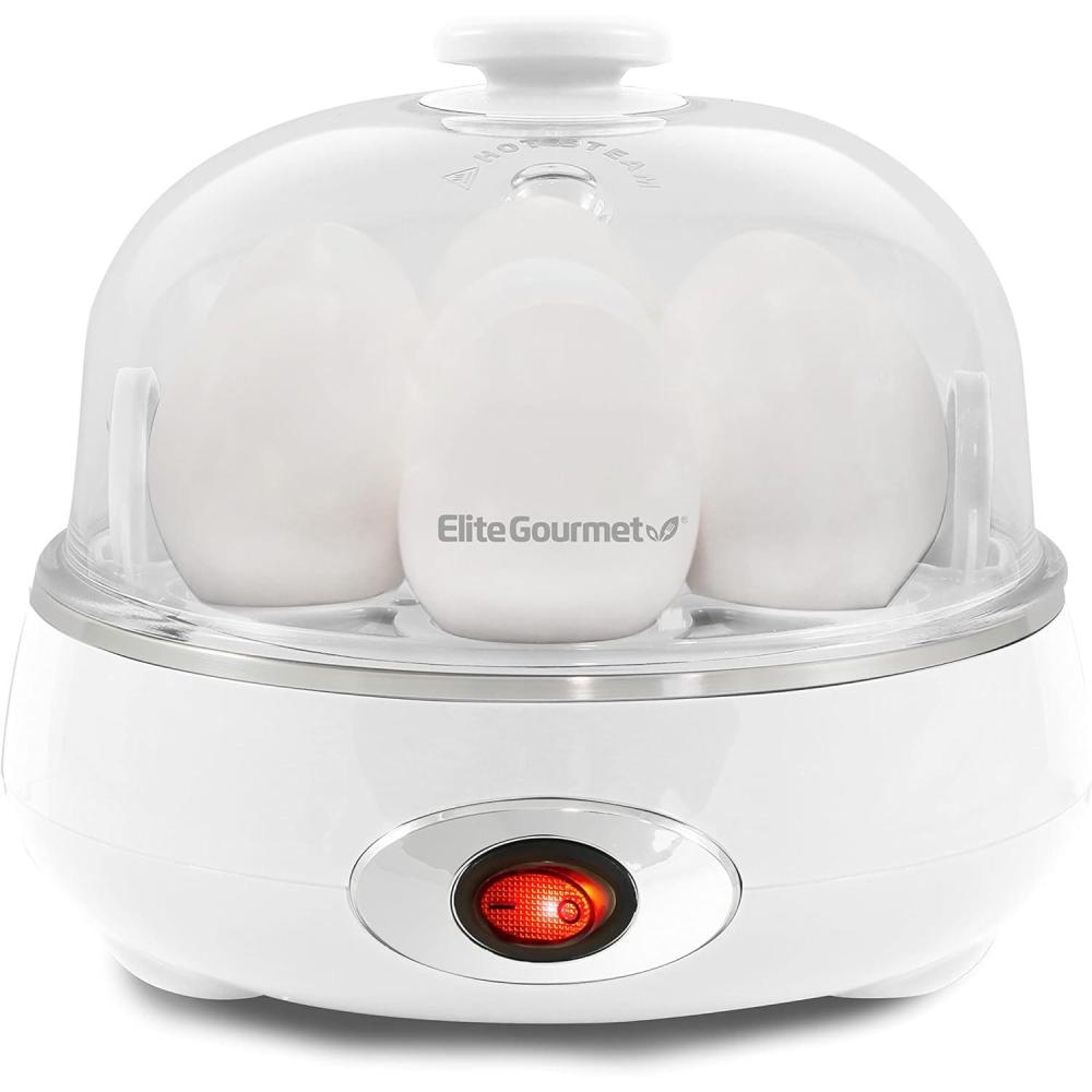 image:imageElite Gourmet EGC115B Easy Egg Cooker Electric 7Egg Capacity Soft Medium HardBoiled Egg Cooker with Auto ShutOff Measuring Cup Included BPA Free Classic BlackClassic White