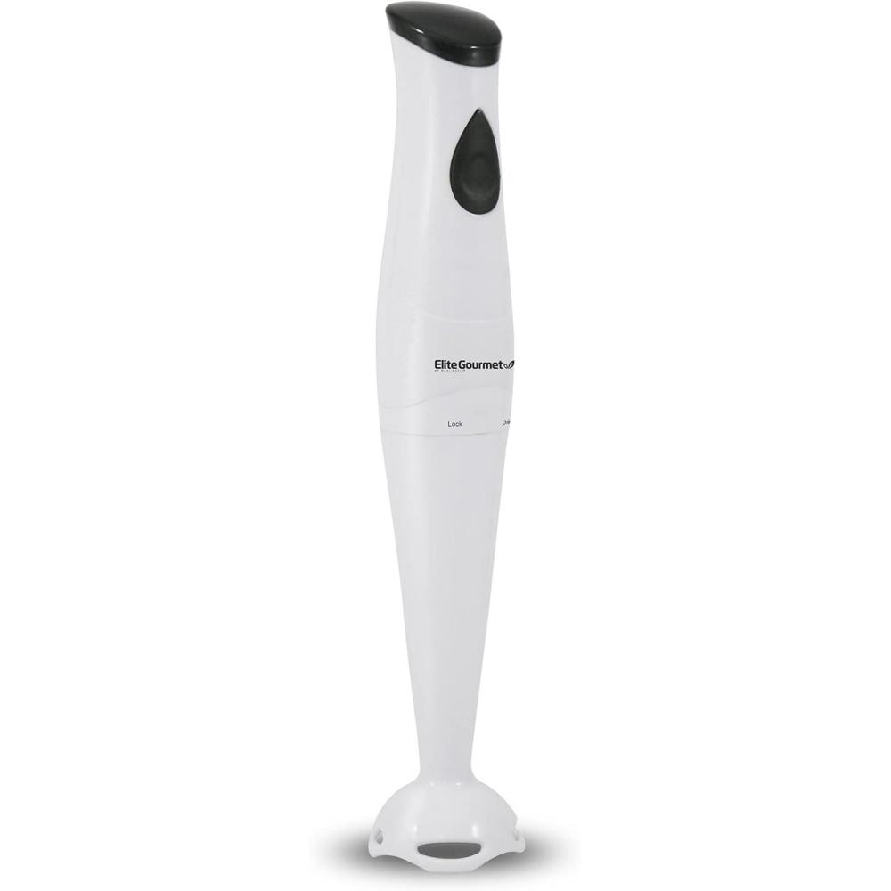 image:imageElite Gourmet EHB1062 Variable Stepless Speed Immersion Hand Blender 500 Watts with Turbo Stainless Steel Blades Pressure Controlled Stick Mixer Sauces Soup Smoothies Baby Food Stainless SteelWhite