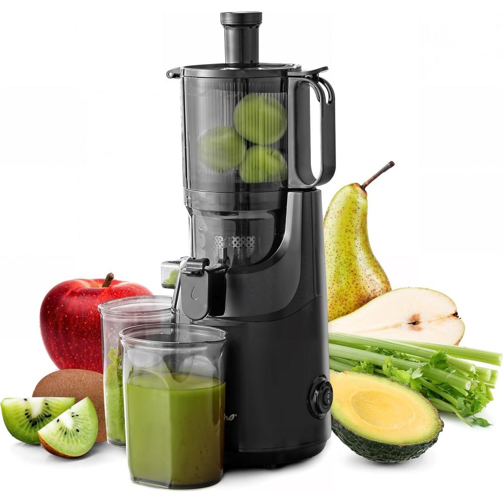 image:imageElite Gourmet EJX017 Whole Fruit 3 Feeding Chute Dynamic Masticating Slow Juicer High Yield Cold Press Juice Extractor Nutrient and Vitamin Dense Easy to Clean 27 oz Juice Cup BlackGraphite