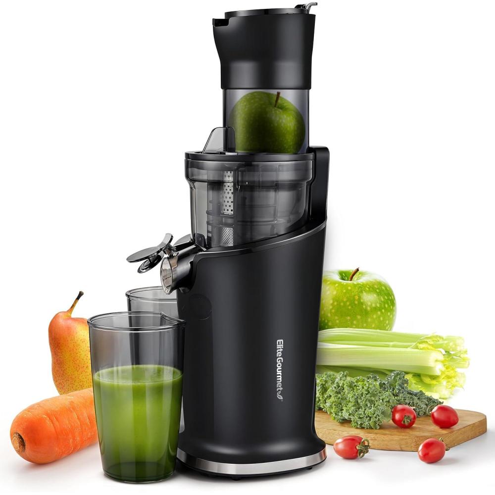 image:imageElite Gourmet EJX017 Whole Fruit 3 Feeding Chute Dynamic Masticating Slow Juicer High Yield Cold Press Juice Extractor Nutrient and Vitamin Dense Easy to Clean 27 oz Juice Cup BlackBlack
