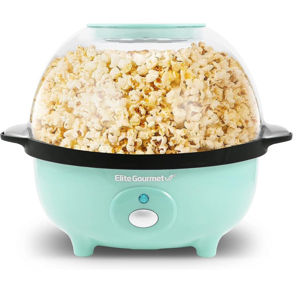 image:imageElite Gourmet EPM330R Automatic Stirring 12cup Popcorn Maker Popper Hot Oil Popcorn Machine wMeasuring Cap amp Builtin Reversible Serving Bowl Great for Home Party Kids Safety ETL Approved RedMint
