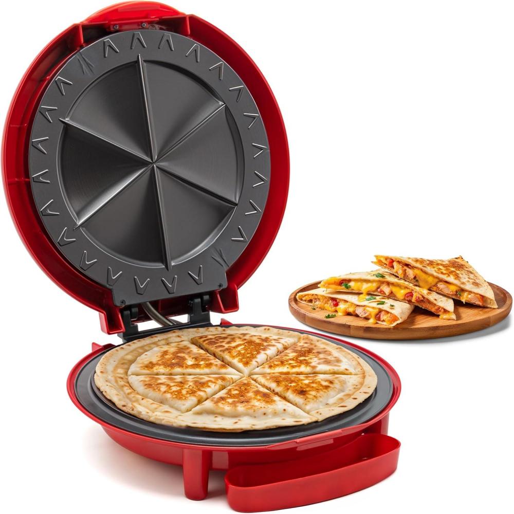image:imageElite Gourmet EQD413 Electric NonStick 8 Quesadilla Maker EasySlice 6Wedge Grilled Cheese Corn Flour Tortilla Snacks Red11