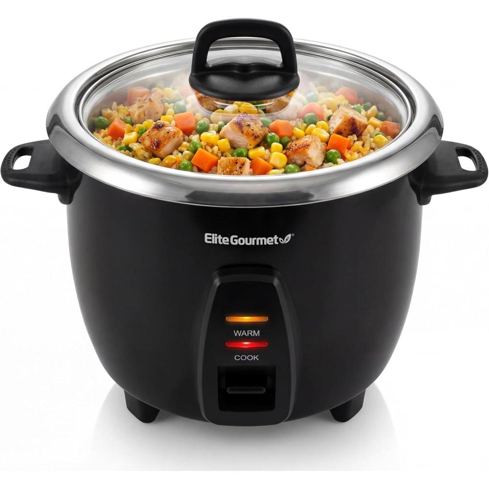 image:imageElite Gourmet ERC2010B Electric Rice Cooker with Stainless Steel Inner Pot Makes Soups Stews Porridges Grains and Cereals 10 cups cooked 5 Cups uncooked BlackBlack