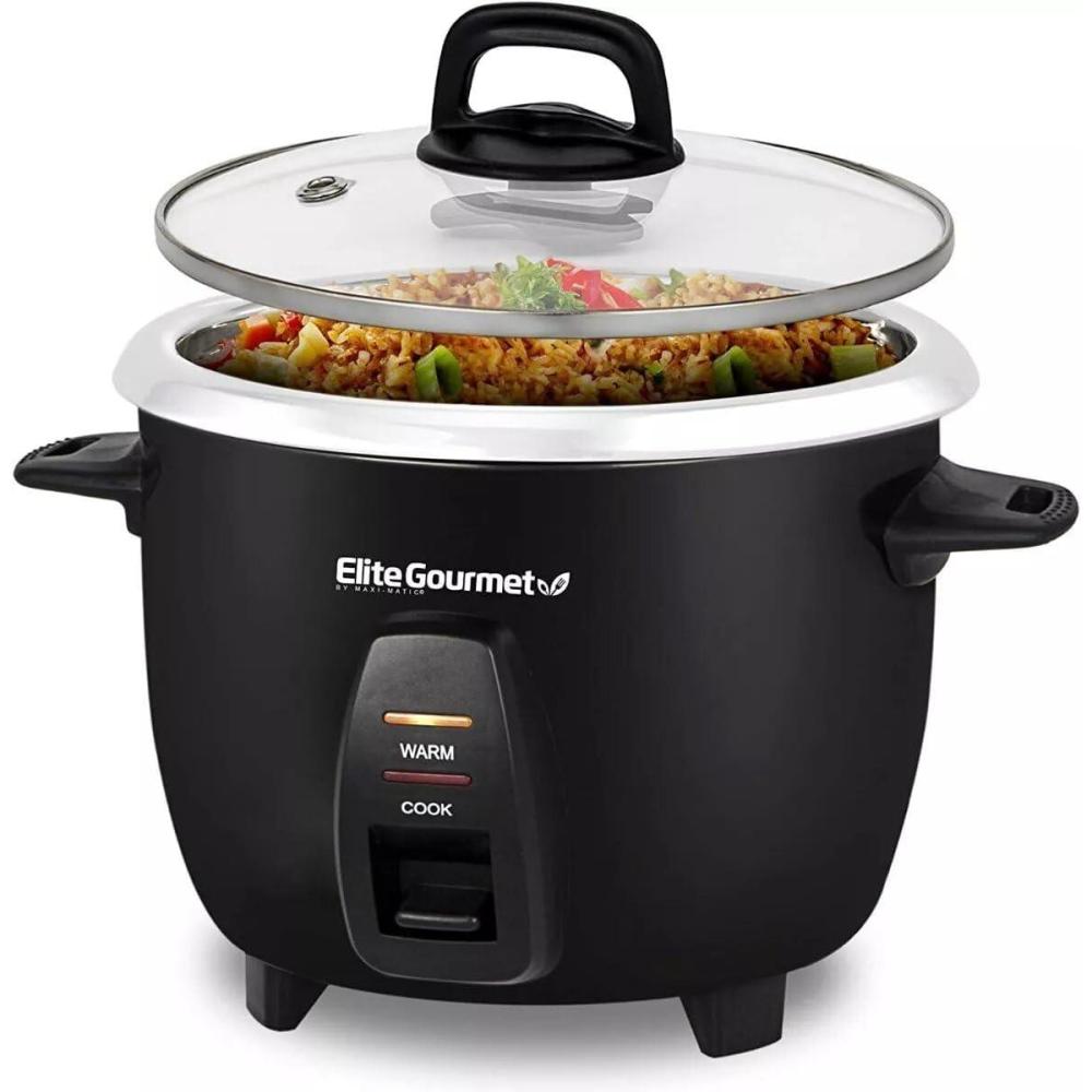image:imageElite Gourmet ERC2010B Electric Rice Cooker with Stainless Steel Inner Pot Makes Soups Stews Porridges Grains and Cereals 10 cups cooked 5 Cups uncooked Black10 Cups Cooked