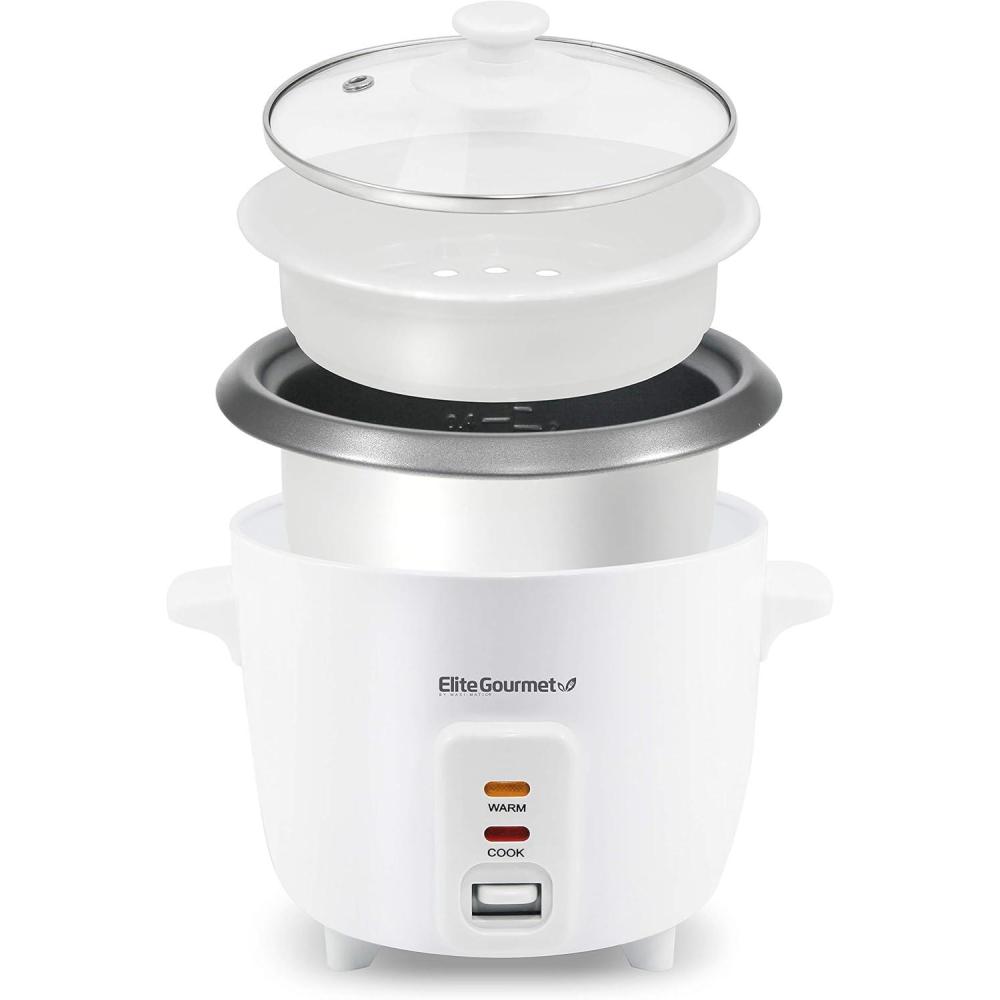 image:imageElite Gourmet ERC2010B Electric Rice Cooker with Stainless Steel Inner Pot Makes Soups Stews Porridges Grains and Cereals 10 cups cooked 5 Cups uncooked BlackWhite