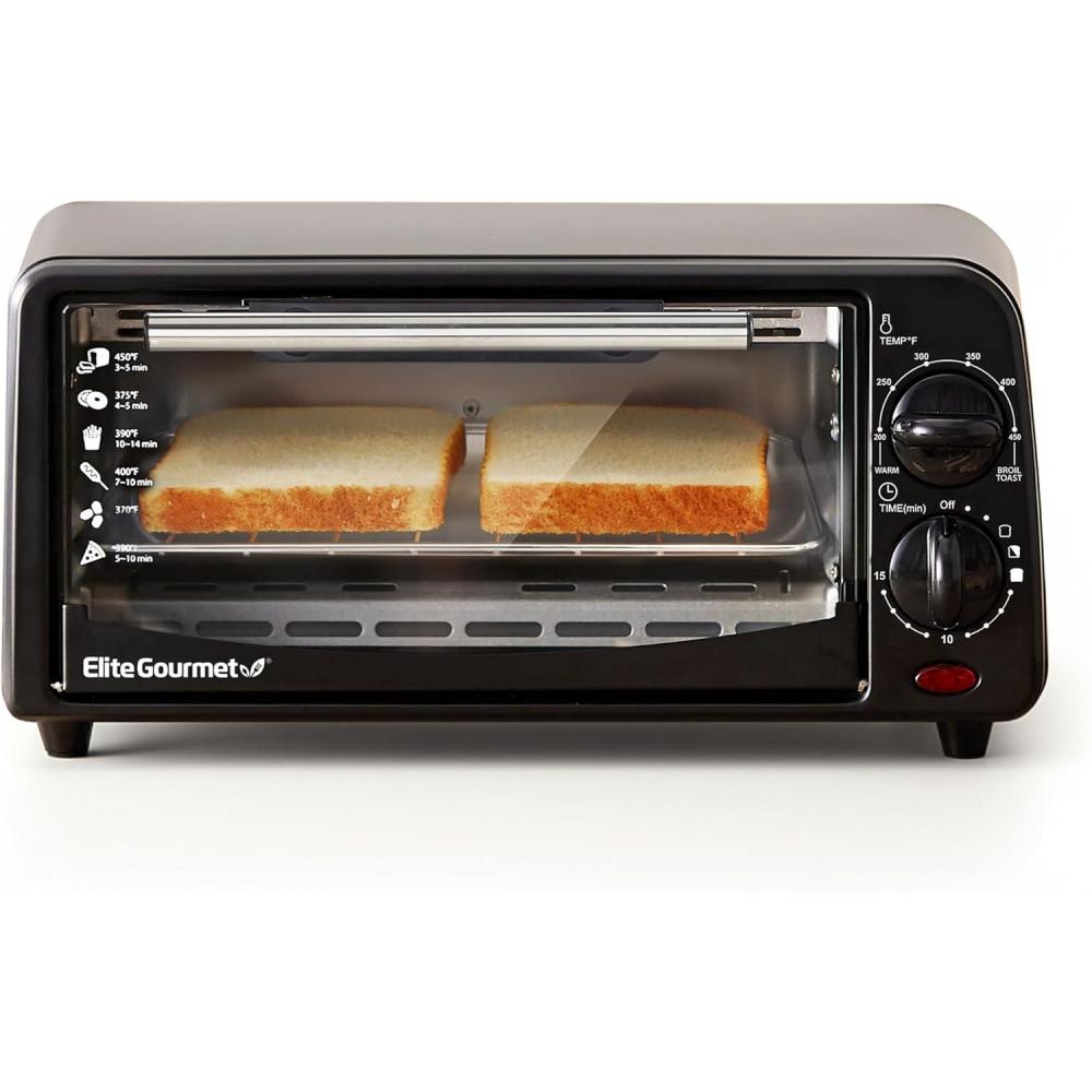 image:imageElite Gourmet ETO236 Personal Compact 2 Slice Countertop Toaster Oven with 15 Minute Timer amp Adjustable Temperature Bake Broil amp Toast Black