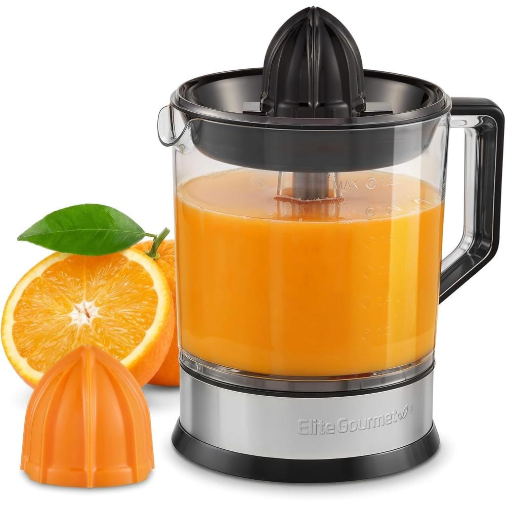 image:imageElite Gourmet ETS411 BPAFree 30Watt Electric Citrus Juicer Extractor Compact Large Volume Pulp Control Oranges Lemons Limes Grapefruits with Easy Pour Spout 16 oz White40 ounce