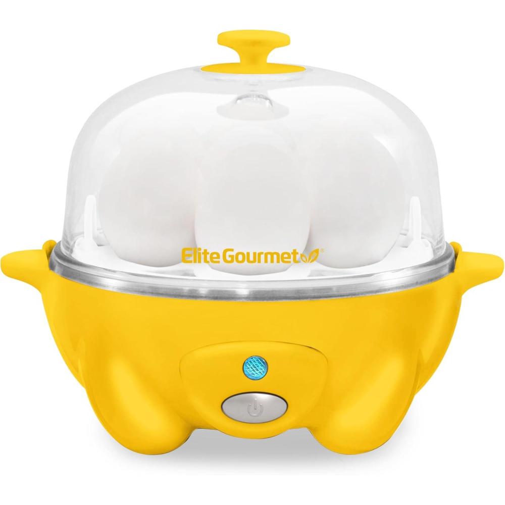 image:imageElite Gourmet Easy Electric 7 Egg Capacity Soft Medium HardBoiled Cooker Poacher Scrambled Omelet Maker with Auto ShutOff and Buzzer BPA FreeYellow