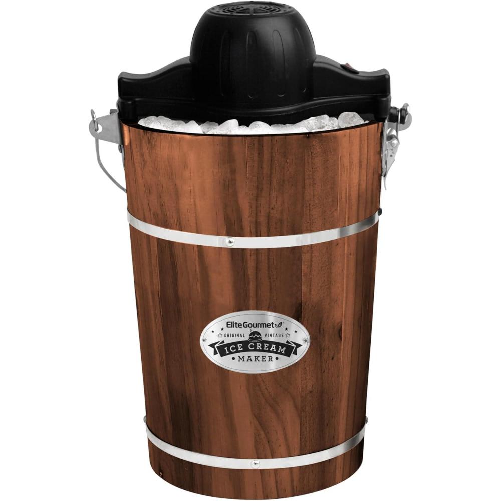 image:imageElite Gourmet MaxiMatic EIM924L 4 quart Old Fashioned Electric Ice Cream Maker Pine BucketWalnut