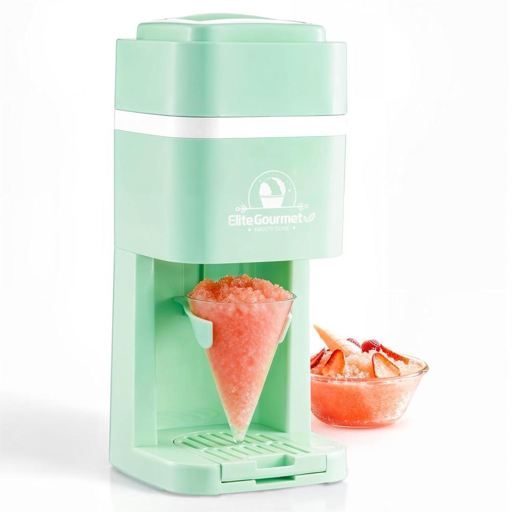 image:imageElite Gourmet Snow Cone amp Shaved Ice Maker ESI2215M Refreshing Slushies Margaritas Boba Drinks Snow Cone amp Holder and Ice Mold Use Cubed amp Bagged Ice Stainless Steel Shaving Blade MintMint