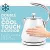Elite Gourmet 1.7L Dual Wall Cool Touch Electric Tea Kettle, Borosilicate Glass, 304 Stainless Steel Interior, Programmed Digital Touchscreen, Keep Warm, Auto Off & Audible Indicator, Black(1.4 Quarts)