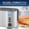 Elite Gourmet 2-Slice Cool Touch Toaster – 6 Browning Levels, Extra Wide 1.25” Slots for Bagels & Thick Bread, Cancel Function, Compact, ETL Certified, Black(Stainless Steel)