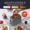 Elite Gourmet 2-Slice Cool Touch Toaster – 6 Browning Levels, Extra Wide 1.25” Slots for Bagels & Thick Bread, Cancel Function, Compact, ETL Certified, Black(Gunmetal Gray)