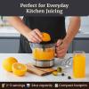 Elite Gourmet BPA-Free 40-Watt Electric Citrus Juicer, Compact, Large Volume, Pulp Control, Oranges, Lemons, Limes, Grapefruits with Easy Pour Spout, 24oz, Black/Stainless Steel