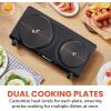 Elite Gourmet Countertop Electric Burner, 1000W Cast Iron Hot Plate, 7 Heat Settings, Portable Cooktop for RV, Dorm, Office & Small Kitchens, Road-Ready & Compact(Double)