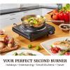 Elite Gourmet Countertop Electric Burner, 1000W Cast Iron Hot Plate, 7 Heat Settings, Portable Cooktop for RV, Dorm, Office & Small Kitchens, Road-Ready & Compact(Black)
