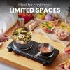 Elite Gourmet Countertop Electric Burner, 1000W Cast Iron Hot Plate, 7 Heat Settings, Portable Cooktop for RV, Dorm, Office & Small Kitchens, Road-Ready & Compact(Double)