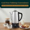 Elite Gourmet EC812 Electric 12-Cup Coffee Percolator with Keep Warm, Clear Brew Progress Knob Cool-Touch Handle Cord-less Serve, Stainless Steel(12-Cup)