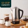 Elite Gourmet EC812 Electric 12-Cup Coffee Percolator with Keep Warm, Clear Brew Progress Knob Cool-Touch Handle Cord-less Serve, Stainless Steel(12-Cup)
