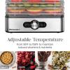 Elite Gourmet EFD319DKG Food Dehydrator, 5 BPA-Free 11.4″ Trays Adjustable Temperature Controls, Jerky, Herbs, Fruit, Veggies, Dried Snacks, Black and Grey(5 Stainless Steel Trays)