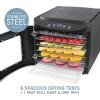 Elite Gourmet EFD319DKG Food Dehydrator, 5 BPA-Free 11.4″ Trays Adjustable Temperature Controls, Jerky, Herbs, Fruit, Veggies, Dried Snacks, Black and Grey(6 Stainless Steel Trays)