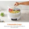 Elite Gourmet EFD770WD Digital Food Dehydrator with 5×12.5” BPA Free Trays, Adjustable 48-hr Timer and Temperature from 95~158F, Jerky, Herbs, Fruit, Veggies, Dried Snacks, White(White)