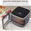 Elite Gourmet EFD809D Food Dehydrator with 5 Stainless Steel Trays, Adjustable Temp & Time + Keep Warm, Includes Interior Light, Fruit Roll Tray and Recipe Booklet, Black(Black)
