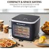Elite Gourmet EFD809D Food Dehydrator with 5 Stainless Steel Trays, Adjustable Temp & Time + Keep Warm, Includes Interior Light, Fruit Roll Tray and Recipe Booklet, Black(Black)
