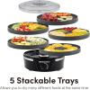Elite Gourmet EFD809D Food Dehydrator with 5 Stainless Steel Trays, Adjustable Temp & Time + Keep Warm, Includes Interior Light, Fruit Roll Tray and Recipe Booklet, Black(Black and Gray)
