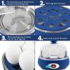 Elite Gourmet EGC007CHC# Rapid Egg Cooker, 7 Easy-To-Peel, Hard, Medium, Soft Boiled Eggs, Poacher, Omelet Maker, Auto Shut-Off, Alarm, 16-Recipe Booklet, Charcoal Grey(Blue)