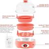 Elite Gourmet EGC007CHC# Rapid Egg Cooker, 7 Easy-To-Peel, Hard, Medium, Soft Boiled Eggs, Poacher, Omelet Maker, Auto Shut-Off, Alarm, 16-Recipe Booklet, Charcoal Grey(Coral)