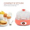 Elite Gourmet EGC007CHC# Rapid Egg Cooker, 7 Easy-To-Peel, Hard, Medium, Soft Boiled Eggs, Poacher, Omelet Maker, Auto Shut-Off, Alarm, 16-Recipe Booklet, Charcoal Grey(Coral)