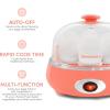 Elite Gourmet EGC007CHC# Rapid Egg Cooker, 7 Easy-To-Peel, Hard, Medium, Soft Boiled Eggs, Poacher, Omelet Maker, Auto Shut-Off, Alarm, 16-Recipe Booklet, Charcoal Grey(Coral)