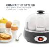 Elite Gourmet EGC007CHC# Rapid Egg Cooker, 7 Easy-To-Peel, Hard, Medium, Soft Boiled Eggs, Poacher, Omelet Maker, Auto Shut-Off, Alarm, 16-Recipe Booklet, Charcoal Grey(Charcoal Grey)
