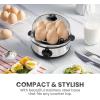 Elite Gourmet EGC115B Easy Egg Cooker Electric 7-Egg Capacity, Soft, Medium, Hard-Boiled Egg Cooker with Auto Shut-Off, Measuring Cup Included, BPA Free, Classic Black(Stainless Steel)