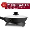 Elite Gourmet EGL-6101 Personal Stir Fry Griddle Pan, Rapid Heat Up, 650 Watts Non-stick Electric Skillet with Tempered Glass Lid, Red(10.5″ (2 Qt))