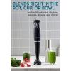 Elite Gourmet EHB1062 Variable Step-less Speed Immersion Hand Blender 500 Watts with Turbo, Stainless Steel Blades, Pressure Controlled Stick Mixer, Sauces, Soup, Smoothies, Baby Food, Stainless Steel(Black)