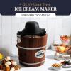 Elite Gourmet EIM418 Old Fashioned 4 Quart Vintage Walnut Wood Bucket, Electric Ice Cream Maker Machine, Uses Ice and Rock Salt Churns Ice Cream in Minutes(Walnut)