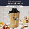 Elite Gourmet EIM916 Old Fashioned 6 Quart Vintage Wood Bucket Electric Ice Cream Maker Machine Appalachian, Bonus Classic Die-Cast Hand Crank for Churning, Uses Ice and Rock Salt(Pine)