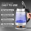 Elite Gourmet EKT3001 1L Digital Water Kettle, 304 Stainless Steel Interior, Programmed Temperatures, Keep Warm Function, Cordless, 360° Base, Auto Off & Audible Indicator, Matte Black(Stainless Steel)