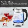 Elite Gourmet EKT3001 1L Digital Water Kettle, 304 Stainless Steel Interior, Programmed Temperatures, Keep Warm Function, Cordless, 360° Base, Auto Off & Audible Indicator, Matte Black(Stainless Steel)