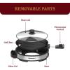 Elite Gourmet EMG-980B Smokeless Electric Tabletop Grill Nonstick, 6-Serving, Dishwasher Safe Removable Grilling Plate, Grill Indoor, Tempered Glass Lid, Adjustable Temperature, 14″ Black(12″)