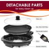 Elite Gourmet EMG-980B Smokeless Electric Tabletop Grill Nonstick, 6-Serving, Dishwasher Safe Removable Grilling Plate, Grill Indoor, Tempered Glass Lid, Adjustable Temperature, 14″ Black(14″)