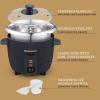 Elite Gourmet ERC006SS 6-Cup Electric Rice Cooker with Stainless Steel Inner Pot, Makes Soups, Stews, Porridges, Grains and Cereals, 6 cup (3 cups uncooked), Black(Black)