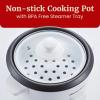 Elite Gourmet ERC006SS 6-Cup Electric Rice Cooker with Stainless Steel Inner Pot, Makes Soups, Stews, Porridges, Grains and Cereals, 6 cup (3 cups uncooked), Black(White)