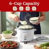Elite Gourmet ERC006SS 6-Cup Electric Rice Cooker with Stainless Steel Inner Pot, Makes Soups, Stews, Porridges, Grains and Cereals, 6 cup (3 cups uncooked), Black(White)
